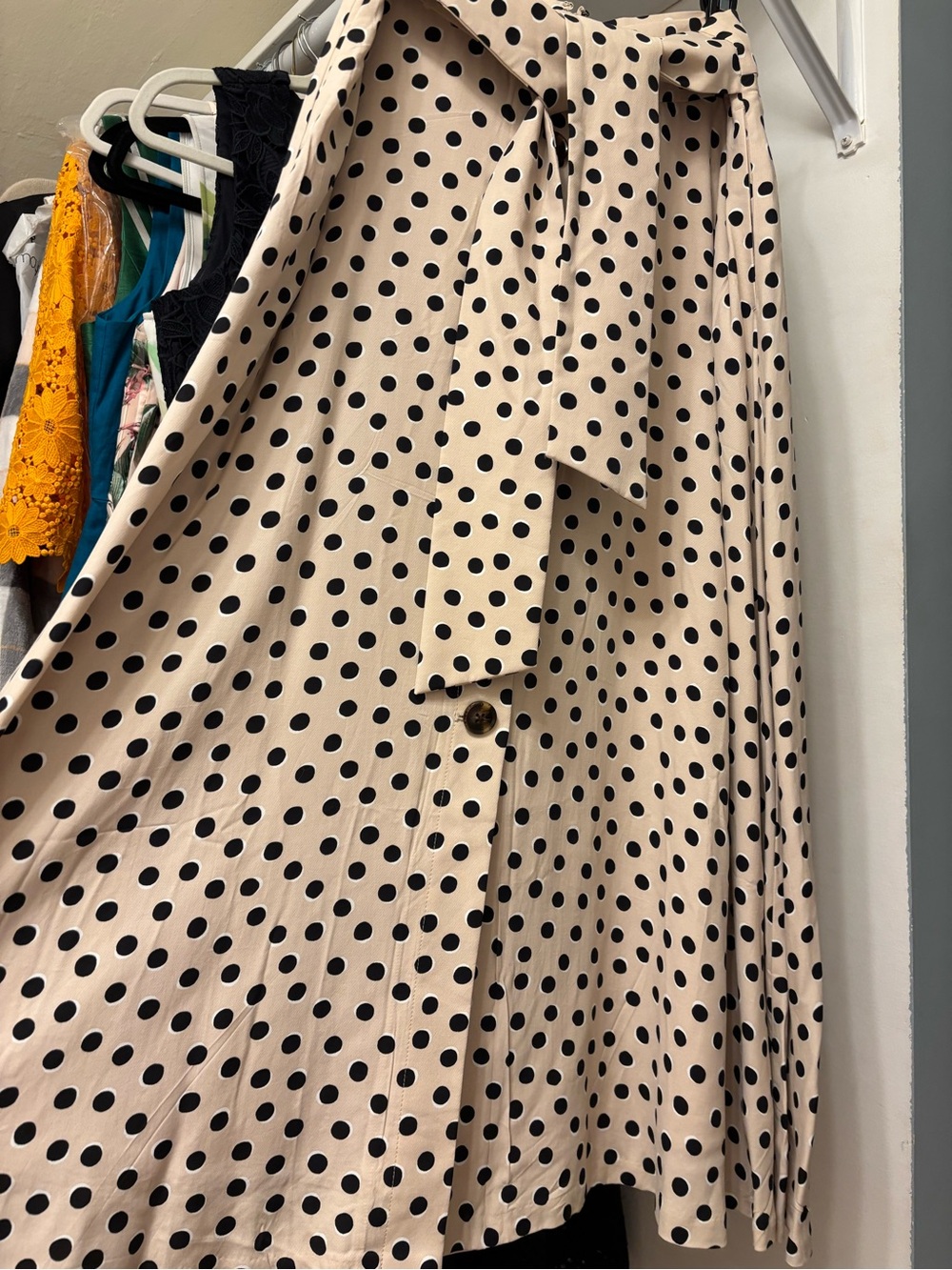 Ann Taylor Beige and Black Polka Dot Skirt